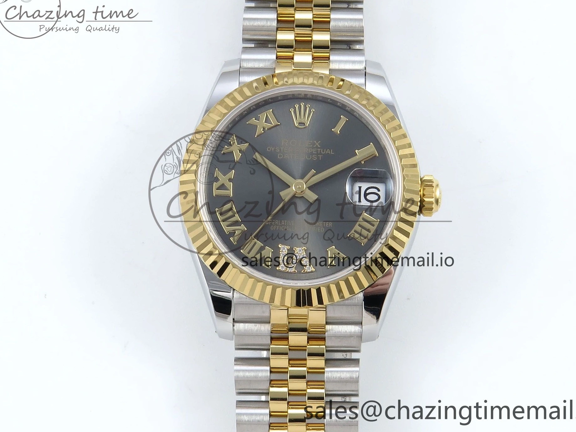 0228 DateJust 31 278273 ARF 1:1 Best Edition 904L Steel Gray Roman Diamonds Dial on SS YG Jubilee Bracelet ETA Comfortable 564